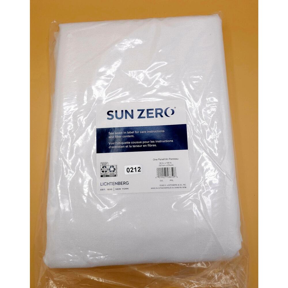 Sun Zero Greyson Pearl White Curtain Panel 50" x 108" Blackout Faux Dupioni Silk